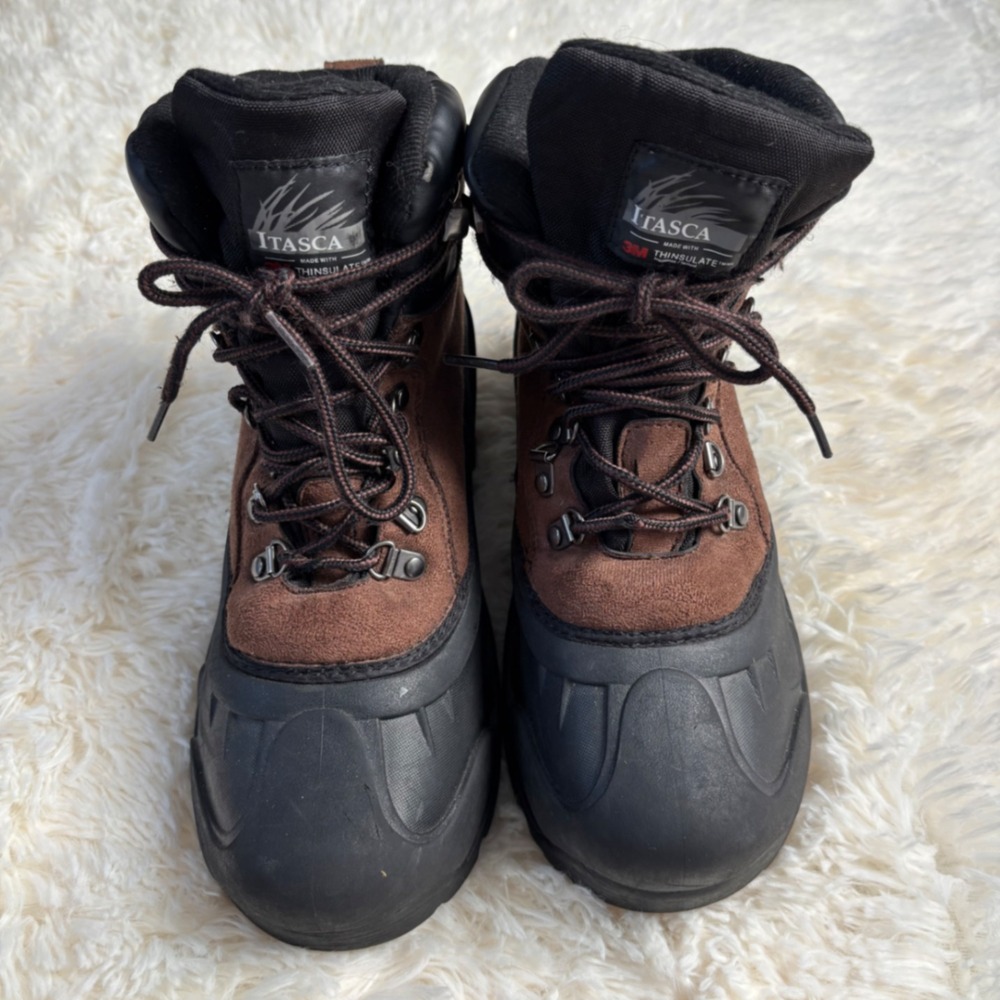 Itasca Mens Brown Black 3M Thinsulate Insulated Winter Snow Duck Boots Size 8